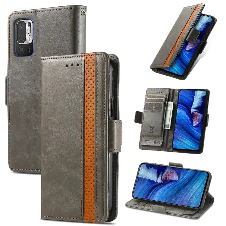 CaseNeo Business Splicing Dual Magnetic Buckle Horizontal Flip PU Leather Case with Holder & Card Slots & Wallet
