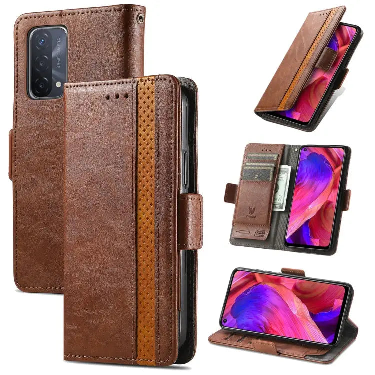 CaseNeo Business Splicing Dual Magnetic Buckle Horizontal Flip PU Leather Case with Holder & Card Slots & Wallet