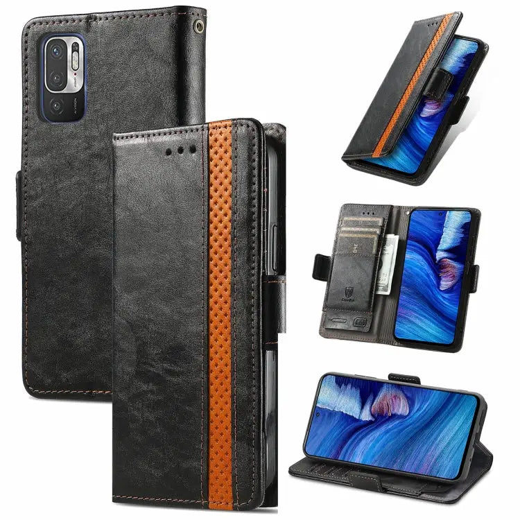 CaseNeo Business Splicing Dual Magnetic Buckle Horizontal Flip PU Leather Case with Holder & Card Slots & Wallet
