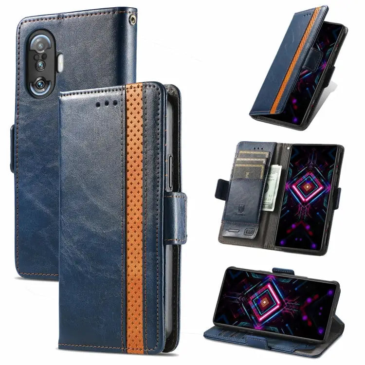 CaseNeo Business Splicing Dual Magnetic Buckle Horizontal Flip PU Leather Case with Holder & Card Slots & Wallet