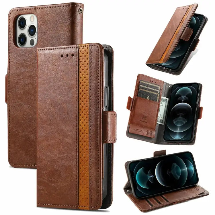 CaseNeo Business Splicing Dual Magnetic Buckle Horizontal Flip PU Leather Case with Holder & Card Slots & Wallet