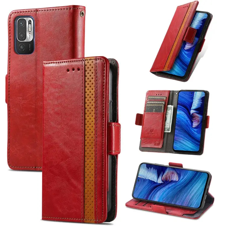 CaseNeo Business Splicing Dual Magnetic Buckle Horizontal Flip PU Leather Case with Holder & Card Slots & Wallet