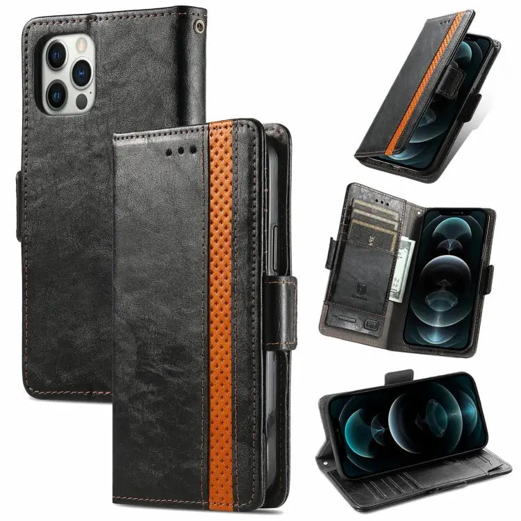 CaseNeo Business Splicing Dual Magnetic Buckle Horizontal Flip PU Leather Case with Holder & Card Slots & Wallet