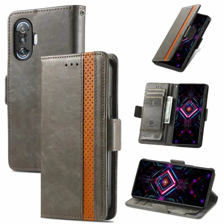 CaseNeo Business Splicing Dual Magnetic Buckle Horizontal Flip PU Leather Case with Holder & Card Slots & Wallet