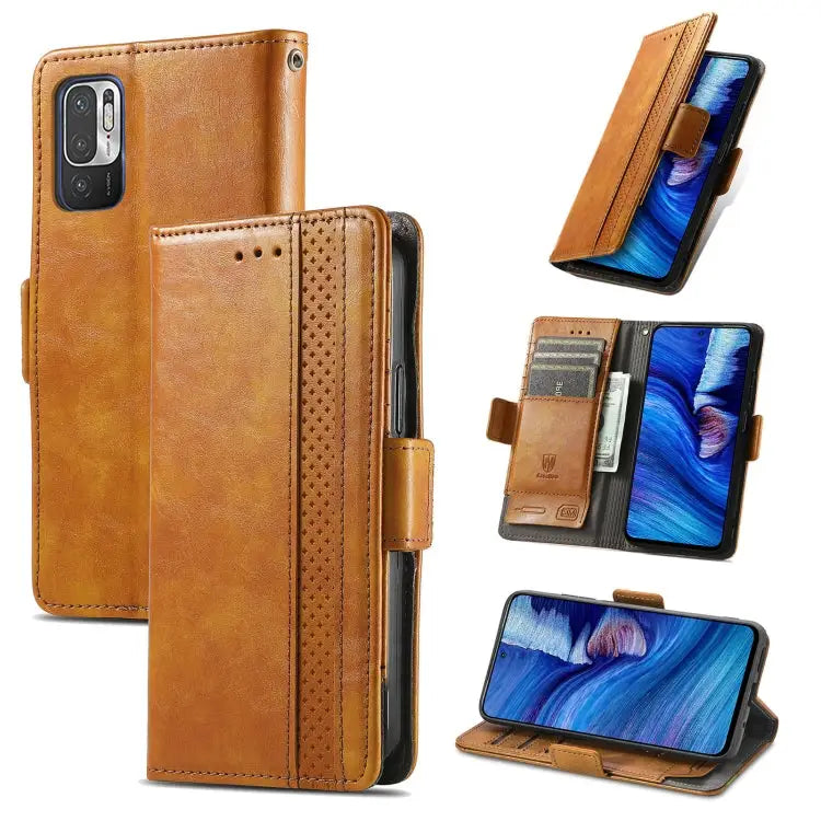 CaseNeo Business Splicing Dual Magnetic Buckle Horizontal Flip PU Leather Case with Holder & Card Slots & Wallet