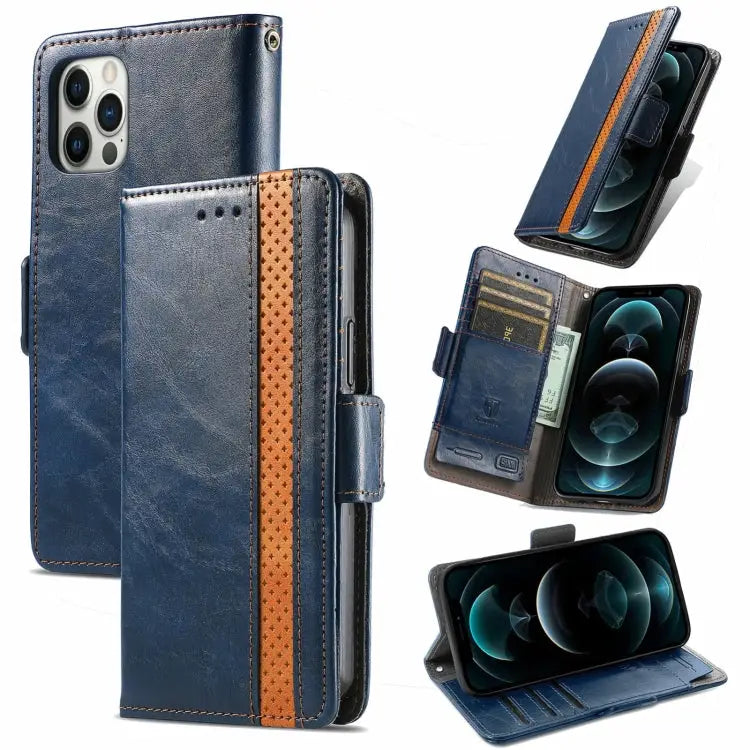 CaseNeo Business Splicing Dual Magnetic Buckle Horizontal Flip PU Leather Case with Holder & Card Slots & Wallet