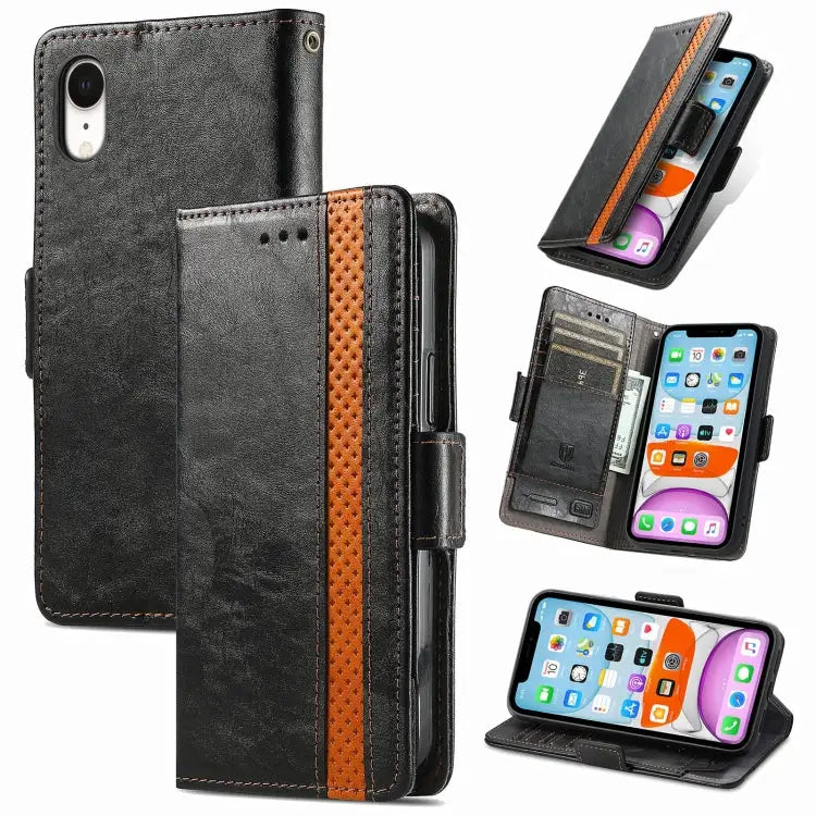 CaseNeo Business Splicing Dual Magnetic Buckle Horizontal Flip PU Leather Case with Holder & Card Slots & Wallet