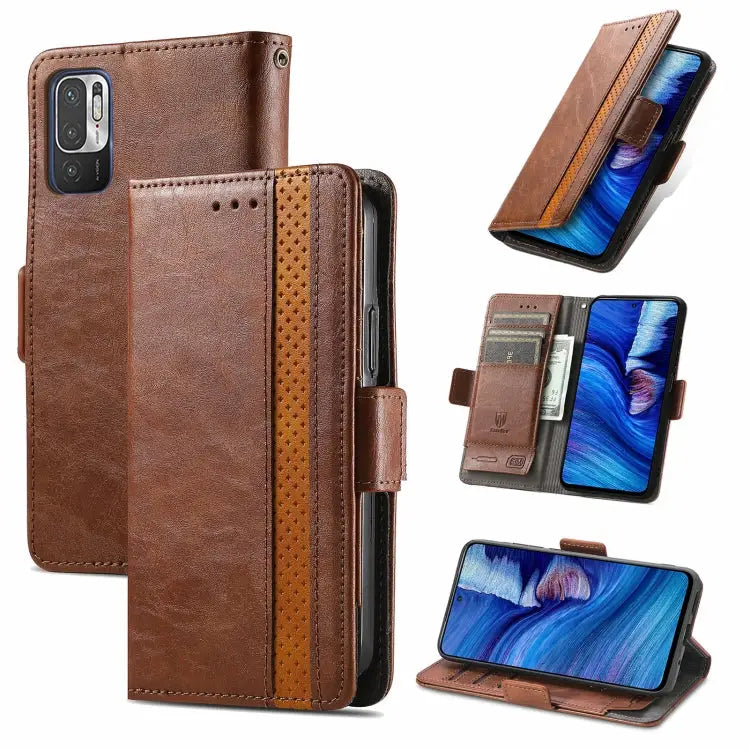 CaseNeo Business Splicing Dual Magnetic Buckle Horizontal Flip PU Leather Case with Holder & Card Slots & Wallet