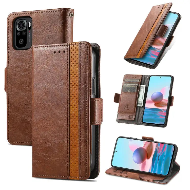 CaseNeo Business Splicing Dual Magnetic Buckle Horizontal Flip PU Leather Case with Holder & Card Slots & Wallet