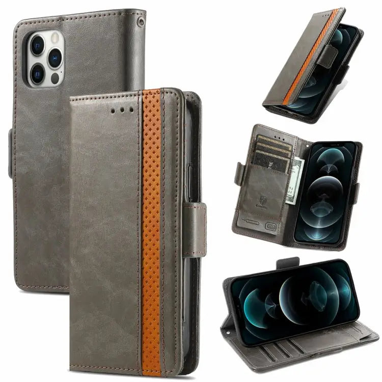 CaseNeo Business Splicing Dual Magnetic Buckle Horizontal Flip PU Leather Case with Holder & Card Slots & Wallet
