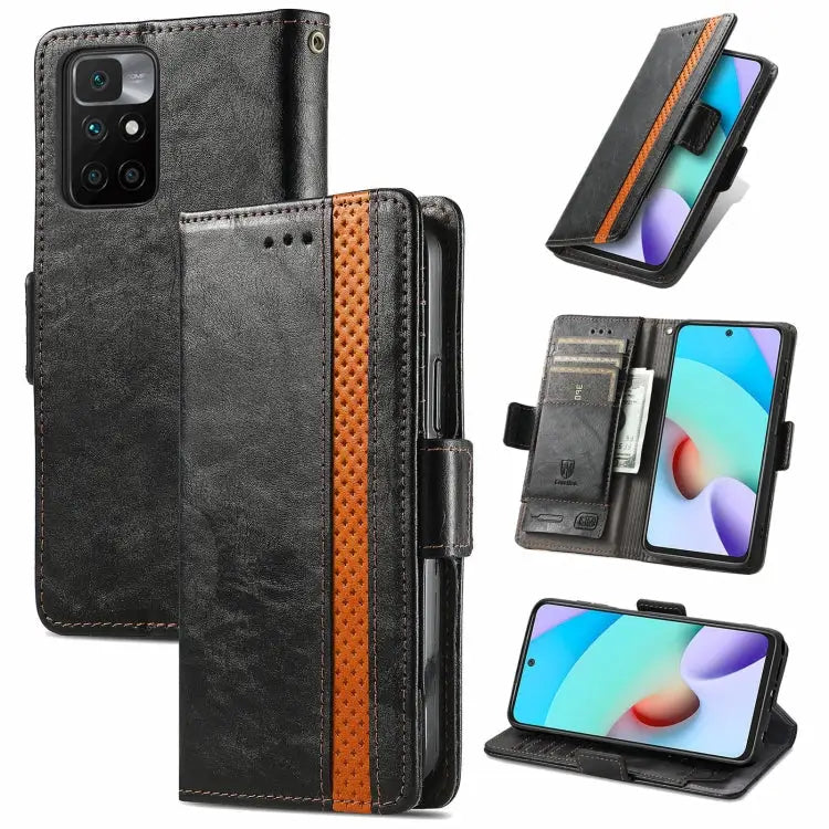 CaseNeo Business Splicing Dual Magnetic Buckle Horizontal Flip PU Leather Case with Holder & Card Slots & Wallet