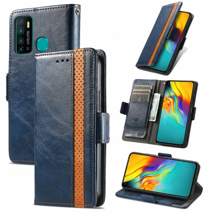 CaseNeo Business Splicing Dual Magnetic Buckle Horizontal Flip PU Leather Case with Holder & Card Slots & Wallet