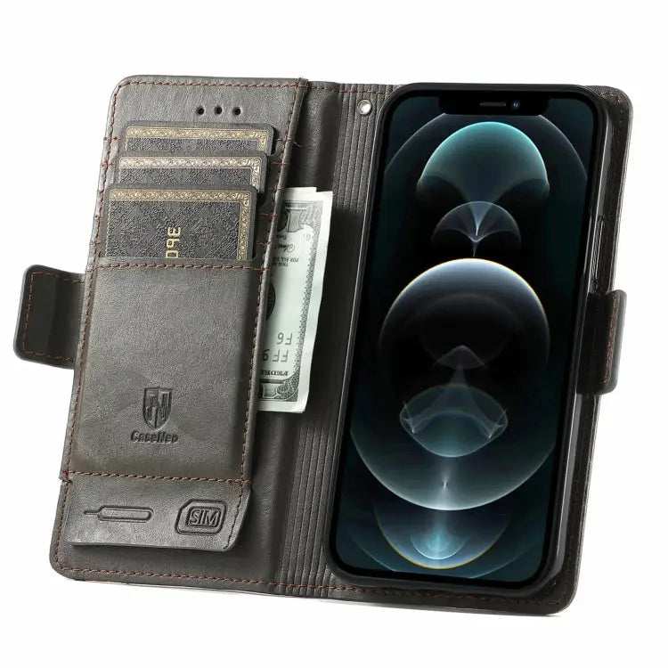 CaseNeo Business Splicing Dual Magnetic Buckle Horizontal Flip PU Leather Case with Holder & Card Slots & Wallet