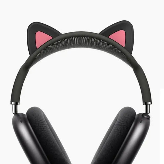 Cat-Ear Silicone Beam Cover For AirPods Max Black White - Black