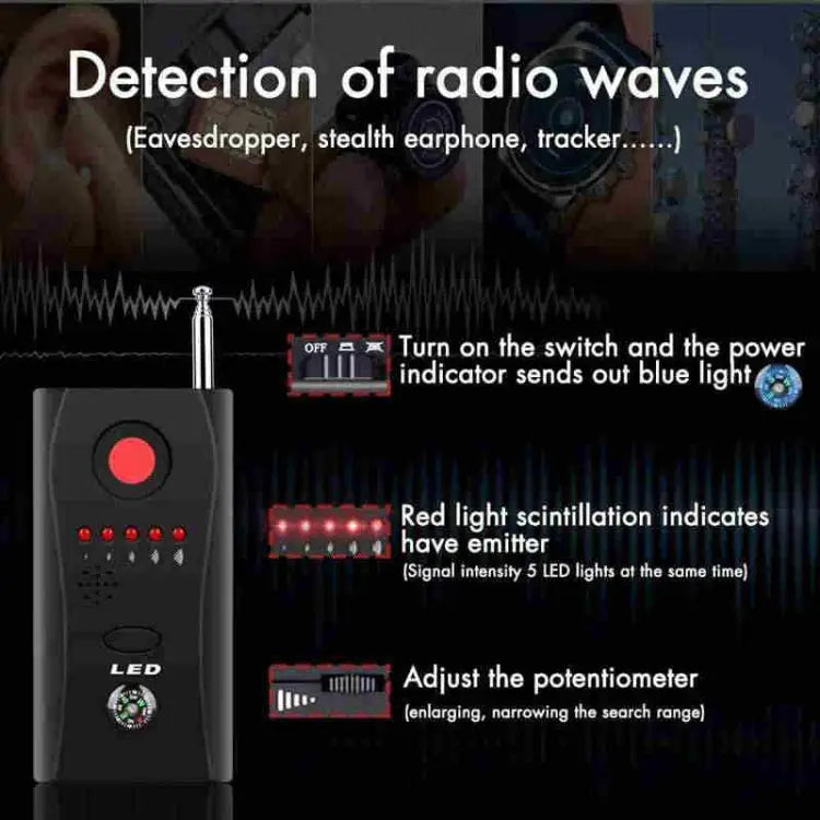 CC308 Full Range Camera Laser Detector Mini Wireless Camera Signal GSM Device Finder