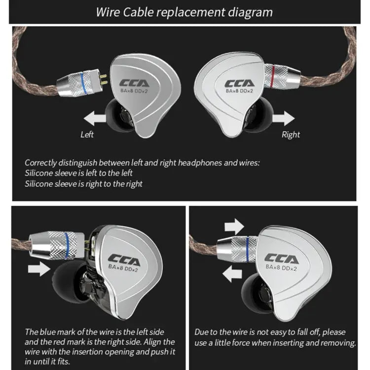 CCA CCA-C10 3.5mm Gold Plated Plug Ten Unit Hybrid Wire-controlled In-ear Earphone with Mic without Mic - Apple