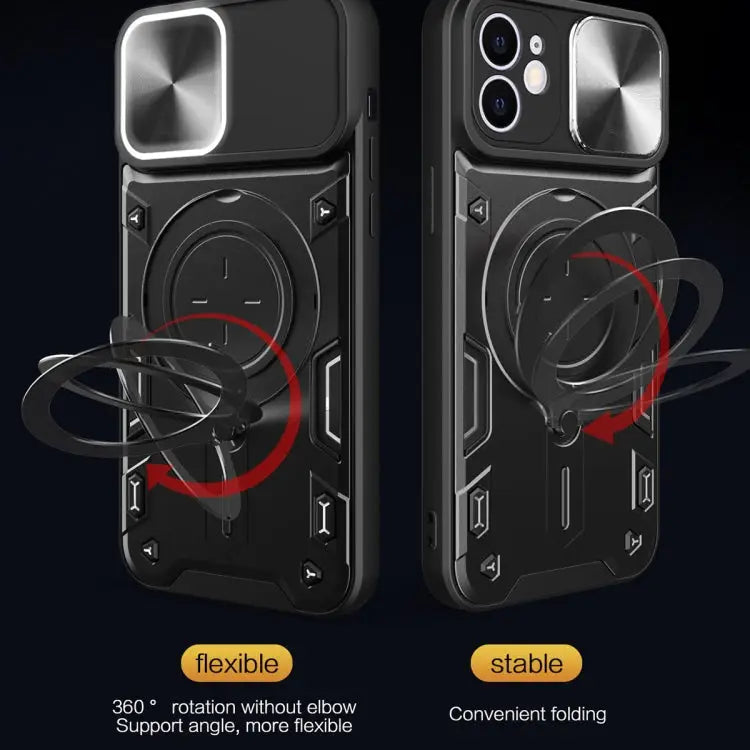 CD Texture Sliding Camshield Magnetic Holder Phone Case