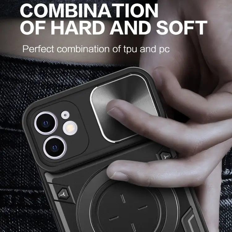CD Texture Sliding Camshield Magnetic Holder Phone Case