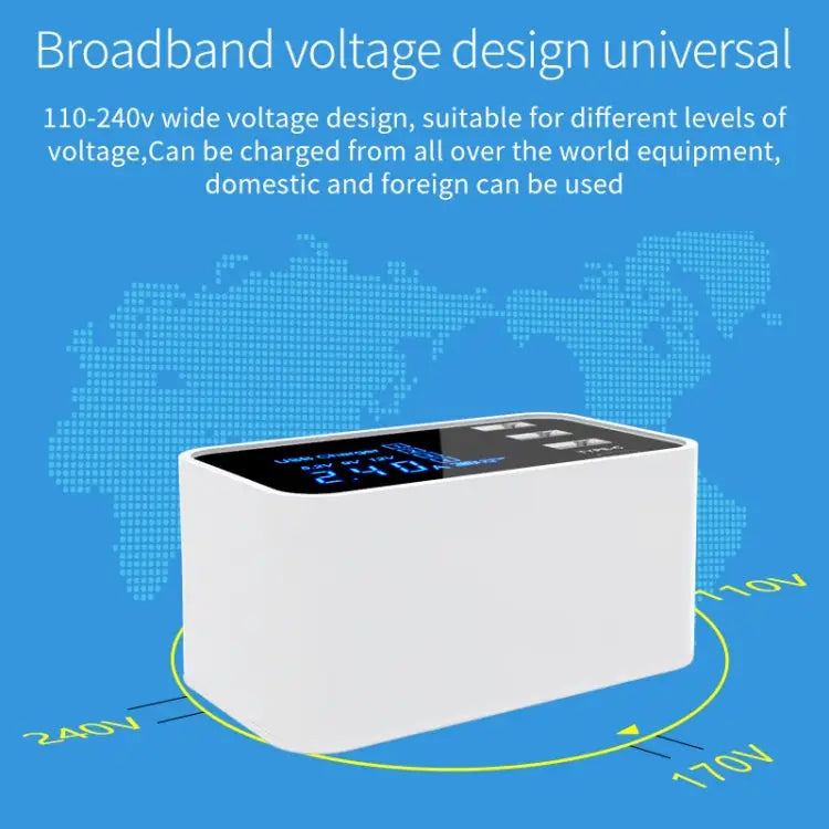 CDA30 20W 3 USB Ports + USB-C / Type-C Ports Multi-function Charger with LED Display US Plug - US Plug