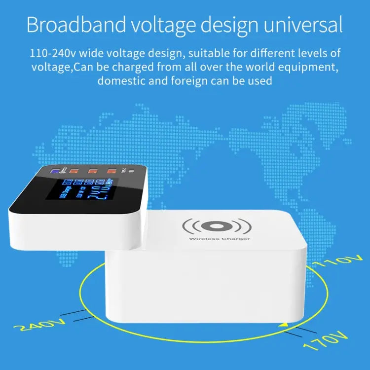 CDA33Q 40W QC 3.0 USB + 3 USB Ports + USB-C / Type-C Ports Multi-function Charger with LED Display AU Plug - AU Plug