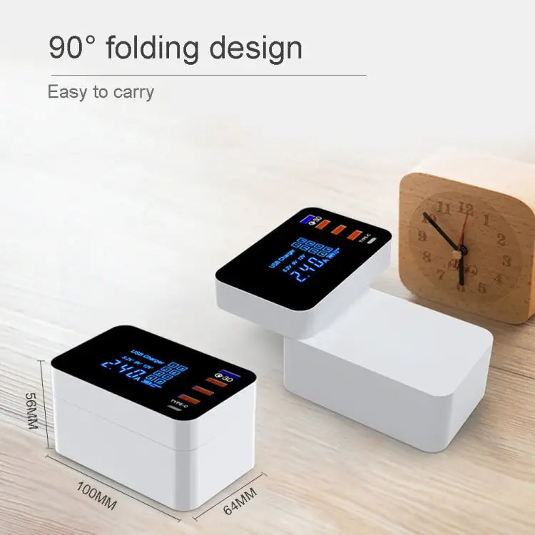 CDA33Q 40W QC 3.0 USB + 3 USB Ports + USB-C / Type-C Ports Multi-function Charger with LED Display AU Plug - AU Plug
