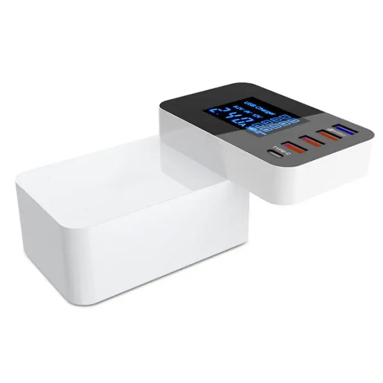 CDA33Q 40W QC 3.0 USB + 3 USB Ports + USB-C / Type-C Ports Multi-function Charger with LED Display EU Plug - EU Plug