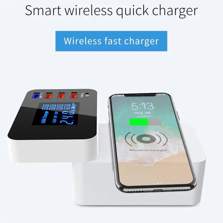 CDA33QW 40W QC 3.0 USB Ports + 3 USB Ports + USB-C / Type-C Ports + Wireless Charging Multi-function Foldable Charger
