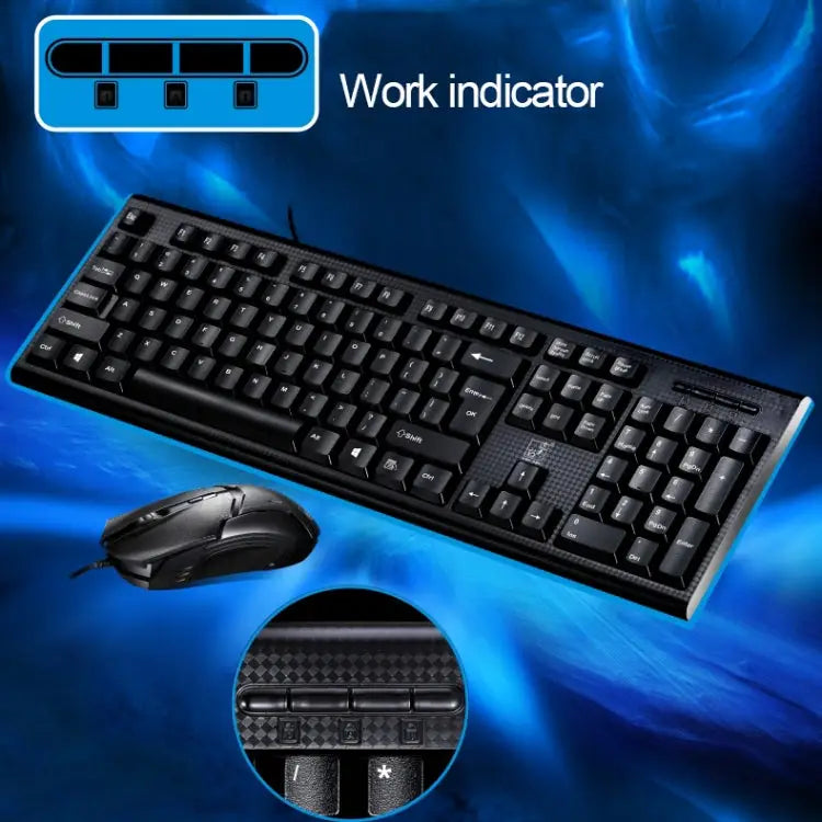 Chasing Leopard Q9 1600 DPI Professional Wired Grid Texture Gaming Office Keyboard + Optical Mouse Kit