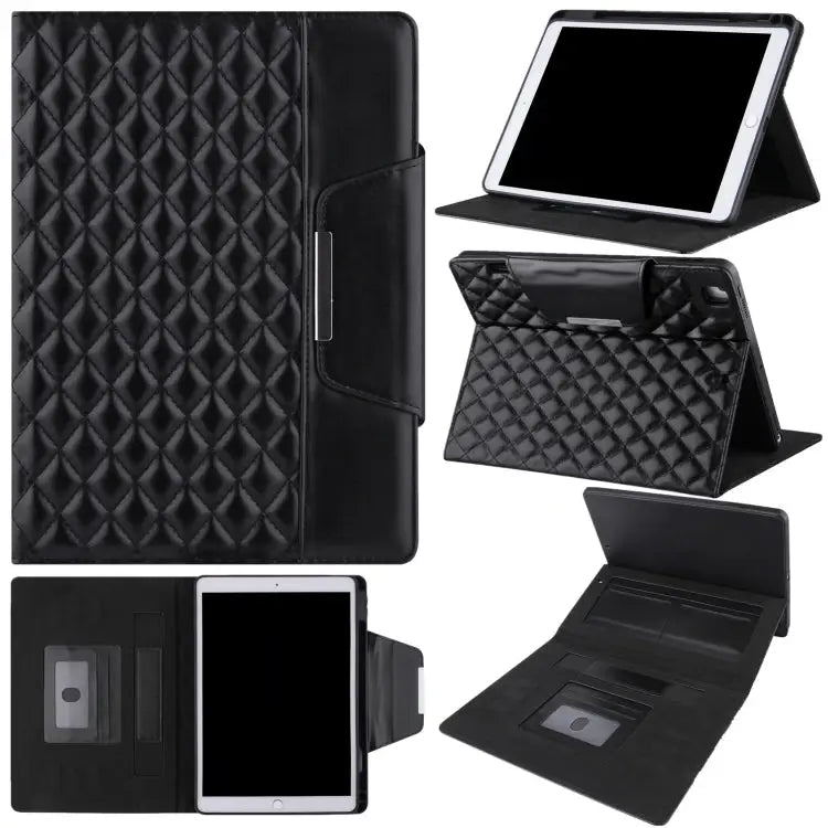 Checkered Pattern Horizontal Flip Leather Case with Holder & Card Slots & Hand Strap For iPad 10.2 (2021 / 2020 / 2019)