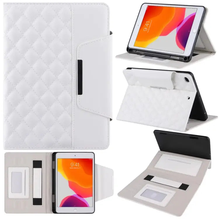 Checkered Pattern Horizontal Flip Leather Case with Holder & Card Slots & Hand Strap For iPad 10.2 (2021 / 2020 / 2019)