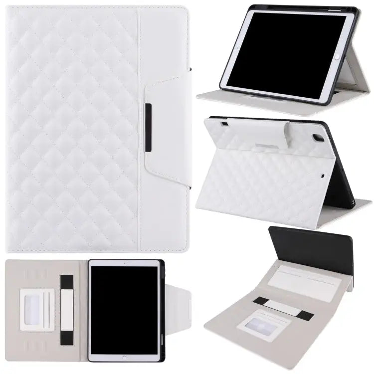 Checkered Pattern Horizontal Flip Leather Case with Holder & Card Slots & Hand Strap For iPad 10.2 (2021 / 2020 / 2019)