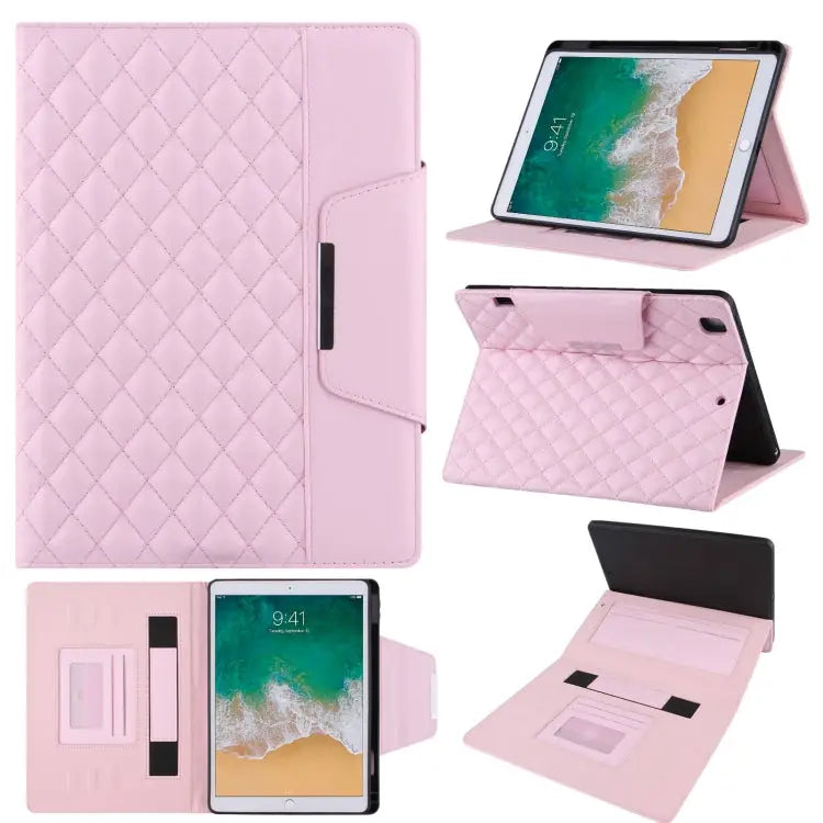 Checkered Pattern Horizontal Flip Leather Case with Holder & Card Slots & Hand Strap For iPad 10.2 (2021 / 2020 / 2019)