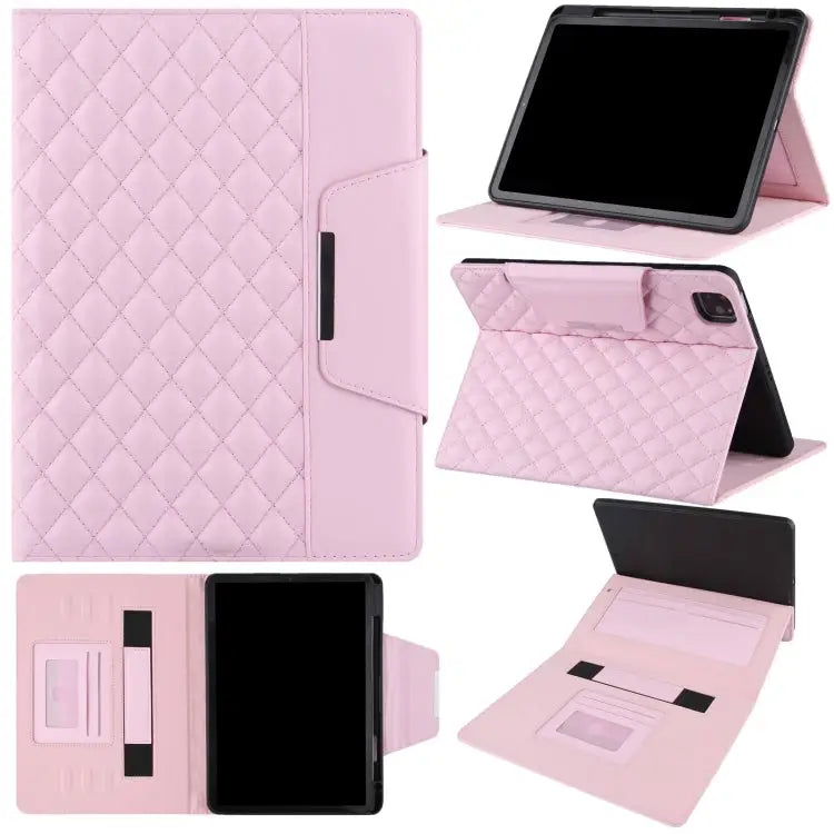 Checkered Pattern Horizontal Flip Leather Case with Holder & Card Slots & Hand Strap For iPad 10.2 (2021 / 2020 / 2019)
