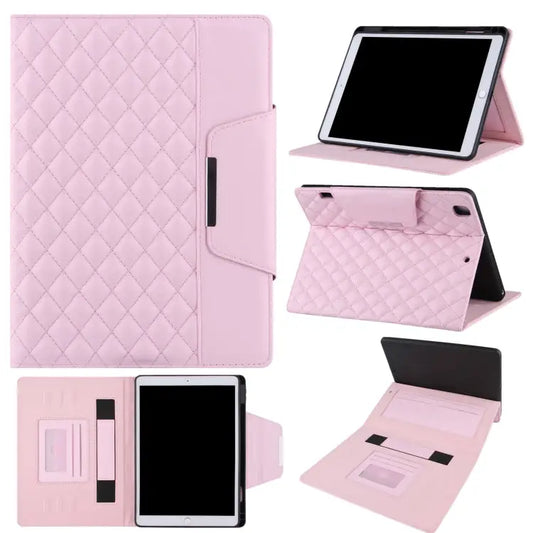 Checkered Pattern Horizontal Flip Leather Case with Holder & Card Slots & Hand Strap For iPad 10.2 (2021 / 2020 / 2019)