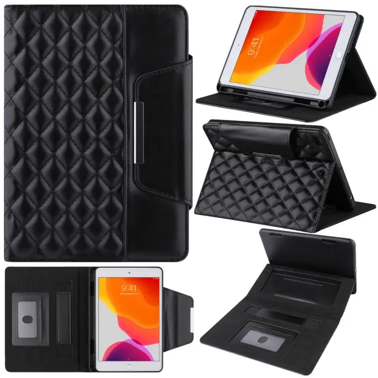 Checkered Pattern Horizontal Flip Leather Case with Holder & Card Slots & Hand Strap For iPad 10.2 (2021 / 2020 / 2019)