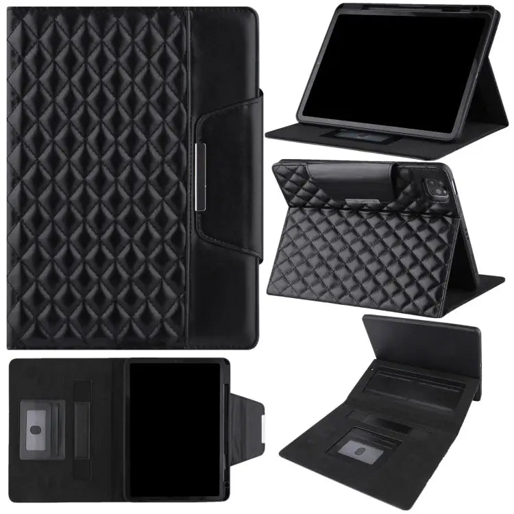 Checkered Pattern Horizontal Flip Leather Case with Holder & Card Slots & Hand Strap For iPad 10.2 (2021 / 2020 / 2019)