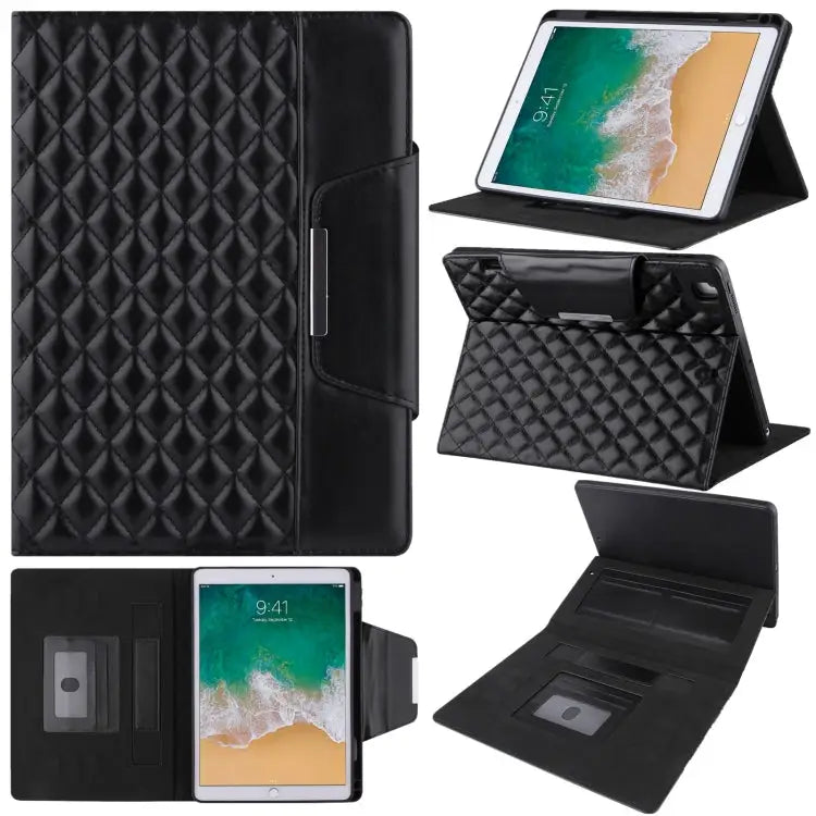 Checkered Pattern Horizontal Flip Leather Case with Holder & Card Slots & Hand Strap For iPad 10.2 (2021 / 2020 / 2019)