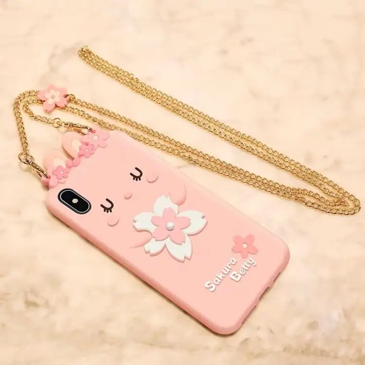 Cherry Blossoms Style Full Package Anti Falling Silicone Sleeve for iPhone X / XS - For iPhone X / XS