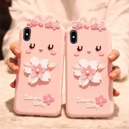 Cherry Blossoms Style Full Package Anti Falling Silicone Sleeve for iPhone X / XS - For iPhone X / XS