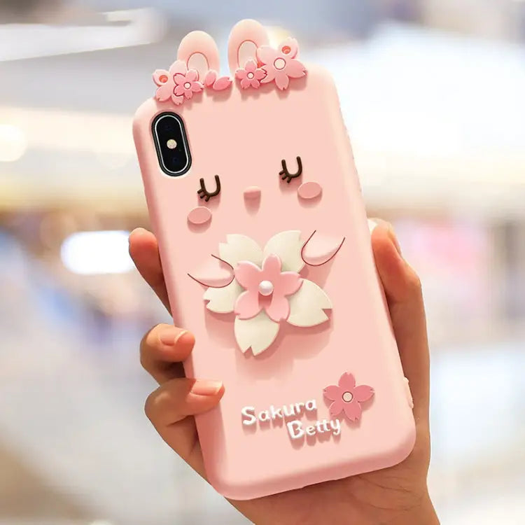 Cherry Blossoms Style Full Package Anti Falling Silicone Sleeve for iPhone X / XS - For iPhone X / XS