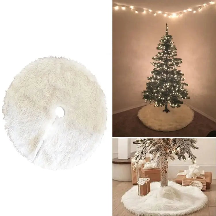 Christmas Tree Plush Skirt White Round Ornament Decoration Diameter: 78cm 78cm - 78cm