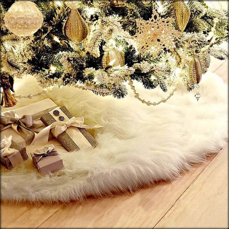 Christmas Tree Plush Skirt White Round Ornament Decoration Diameter: 78cm 78cm - 78cm
