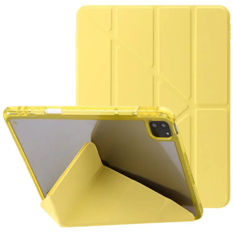 Clear Acrylic Deformation Leather Tablet Case For iPad Pro 11 2022 / 2021 / 2020 For iPad Air / Air 2 / 9.7 2018 / 2017