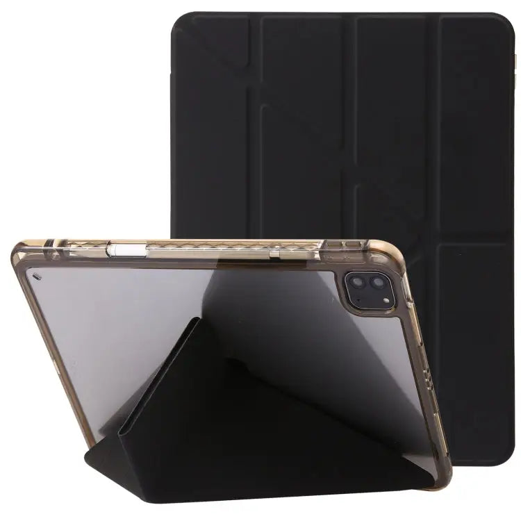Clear Acrylic Deformation Leather Tablet Case For iPad Pro 11 2022 / 2021 / 2020 For iPad Air / Air 2 / 9.7 2018 / 2017