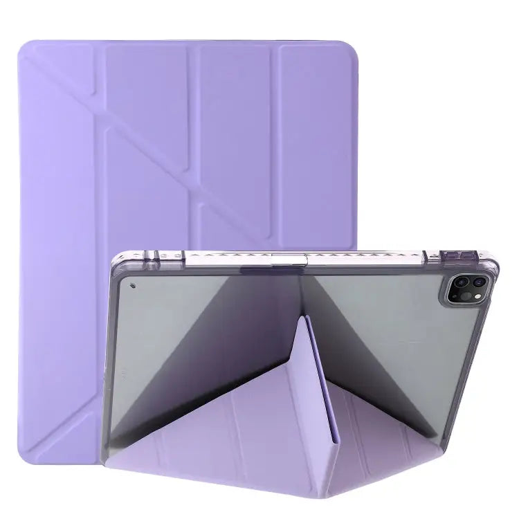 Clear Acrylic Deformation Leather Tablet Case For iPad Pro 11 2022 / 2021 / 2020 For iPad Air / Air 2 / 9.7 2018 / 2017