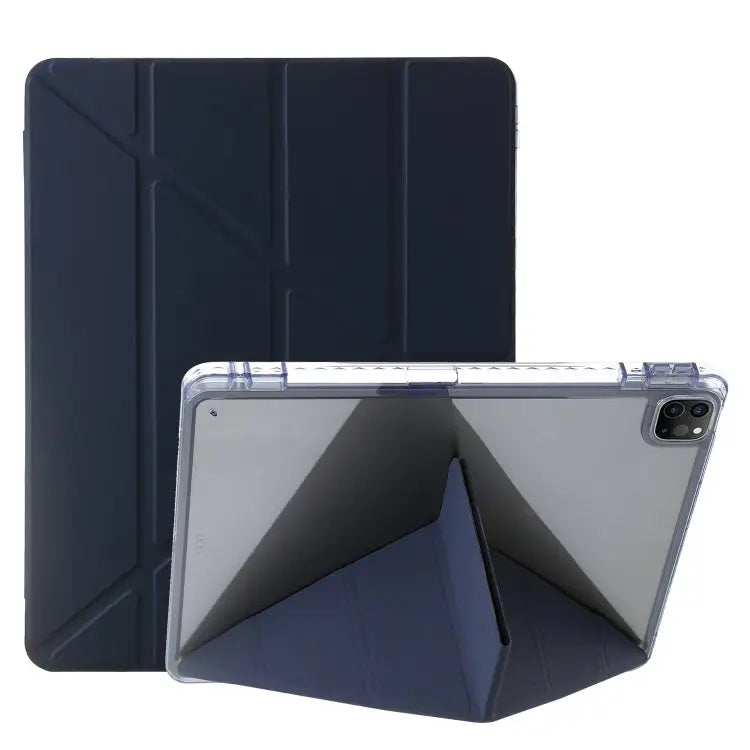 Clear Acrylic Deformation Leather Tablet Case For iPad Pro 11 2022 / 2021 / 2020 For iPad Air / Air 2 / 9.7 2018 / 2017