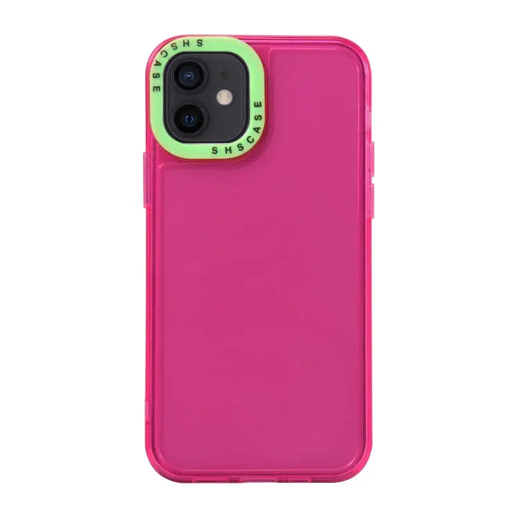 Color Contrast Lens Frame Transparent TPU Phone Case For iPhone 12 For iPhone 12 Pro Max - For iPhone 12 / Rose Red