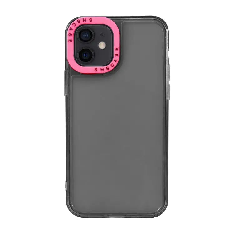 Color Contrast Lens Frame Transparent TPU Phone Case For iPhone 12 For iPhone 12 Pro Max - For iPhone 12 / Black + Rose
