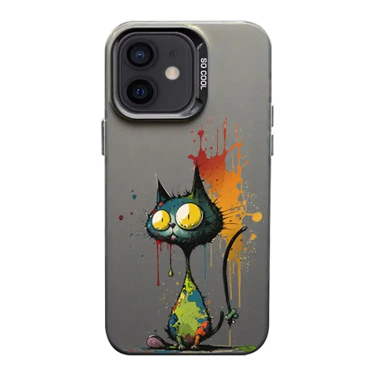 Color Ink Frosted PC + TPU Phone Case For iPhone 11 - For iPhone 11 / Big Eyed Cat - Apple Accessories