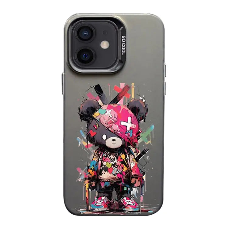 Color Ink Frosted PC + TPU Phone Case For iPhone 11 - For iPhone 11 / Black Bear - Apple Accessories